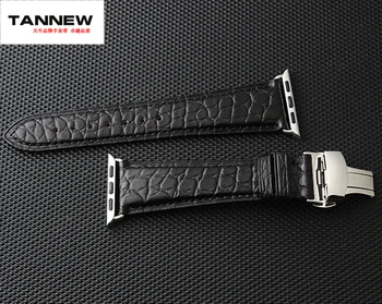 Resnično krokodil usnjeni trak črna / rjava 38/42 mm za Apple ura z usnjenim watchband priključek brezplačna dostava