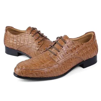 Resnično Usnje Vzorec Krokodil Moški Čevlji Retro Poslovnih Urad Oxford Čevlji Luksuzni Moških Obleko, Čevlji Plus Velikost 38-48