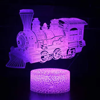 Retro vlak temo 3D Lučka LED nočna lučka 7 Sprememba Barve Dotik Razpoloženje Lučka za Božično darilo Dropshippping