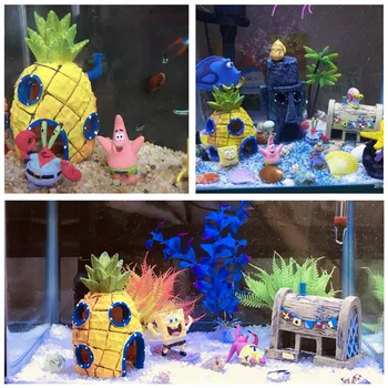 Risanka Akvarij Okraski Anime Patrick Star Fish Tank Hiša Dekoracijo Ananas Hiša Krajine Ribe Skrite Jame Dekoracijo