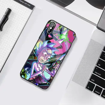Risanka Smešno Anime Ricks Mortys Telefon Primeru Kaljeno steklo Za iphone 6 6S 7 8 plus X XS XR 11 12 mini PRO MAX