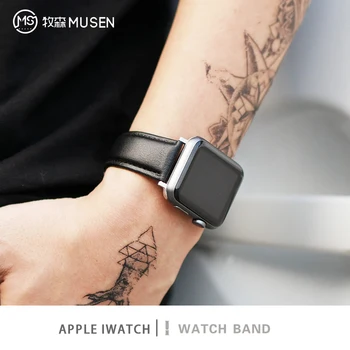 Rjavo Usnje Pasu Zanke Traku Za Apple Watch 6 SE 5 4 3 2 1 38 mm 40 mm , Moški Usnje Watch Band za iwatch 5 44 42mm Zapestnica