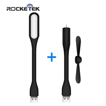 Rocketek Ustvarjalne USB Ventilator Prilagodljiv Prenosni Mini Ventilator USB LED Lučka Lučka Za Napajanje Banka & Zvezek & Računalnik Poletje Pripomočke