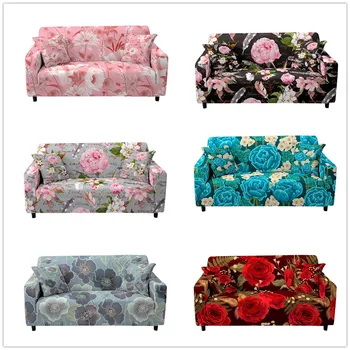 Rose Cvet Elastična Stretch Kavč Kritje Slipcovers All-inclusive Kavču Primeru za Drugačno Obliko Kavč Non-Slip Prah-Dokazilo