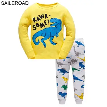 SAILEROAD Risanka Dinozaver Fant Pižame Oblačila Jesensko Zimske Noč bo Ustrezala Bombaž otroške Pižame Sleepwear Otroci More