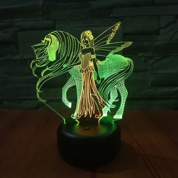 Samorog LED Nočna Lučka USB, 3D Optični Iluziji Dotik namizne Svetilke 7 Barv za Dom Spalnica Dekor Dekleta Božič Darilo