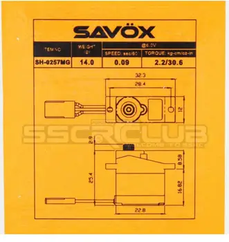 Savox SH-0257MG Super Hitrost Kovinski Gear Mikro Digitalni Servo