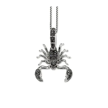 Scorpion Ogrlico, Obesek za Ženske Moški 925 Sterling Silver Black CZ Thomas Slog Kul Povezavo Verige Modni Nakit Dodatki