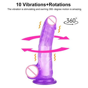 Seks 10 Način Realne Jelly Vibrator, Vibrator za ponovno Polnjenje Obračanje Penis Erotično G Spot Vibratorji za Ženske Massager Igrače za Odrasle