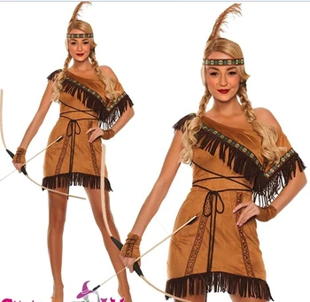 Seksi Cosplay Kostum Free Drop shipping Vroče Prodajo Indijski Dekle Kostum Cherokee Princesa Odraslih Princesa Kostum