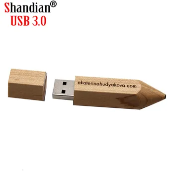 SHANDIAN USB 3.0 free po meri logo lesenega svinčnika, USB flash drive pendrive 4GB 8GB 16GB 32GB 64GB pomnilnika memory stick usb ustvarjalno darilo