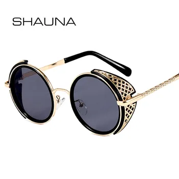 SHAUNA Retro Krog Steampunk sončna Očala Ženske Letnik Punk Odtenki Moških UV400