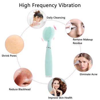 Silikonski Ultrazvočno Čiščenje Obraza Za Ponovno Polnjenje Vibracije Obraz Ščetka Za Čiščenje Obraza Umivanje Por Očistite Massager Nego Kože Orodje