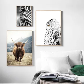 Skandinavski Slog Plakat Krava Lev, Slon Živali Platno, Tisk Wall Art Nordijska Dekoracijo Slika, Slikarstvo, Dnevna Soba Dekor