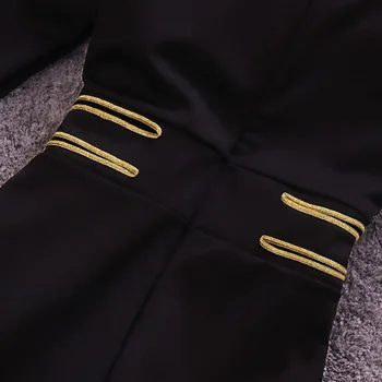 Slaven temperament Proti-vrat dolgo sleeved pasu divje split vilice paket hip obleko mala črna obleka ženska 2020 jeseni nova