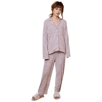 Sleepwear Domov Oblačila za Ženske Toplo Pižamo za Ženske Zimske Ženske Pižame Vezenino Doma Obleko Pijamas Mujer Invierno