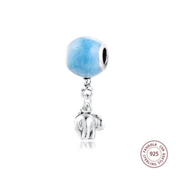 Slon & Blue Balon Visijo Kroglice Ustreza Pandora Zapestnice 925 Sterling Srebro Ženske DIY čarobne gumbe za Nakit, Izdelava perles