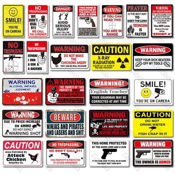 Smešno Opozorilni Znak Kovinski Znak Tin Prijavite Stenski Dekor za Človeka Jamo, kokošinjac, No Trespassing Znak