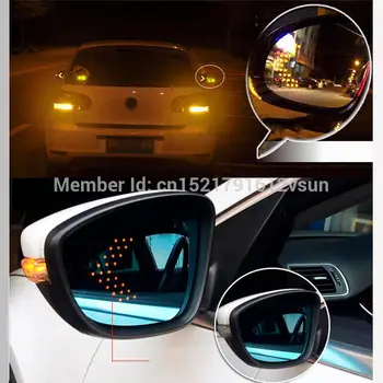 SmRKE 2Pcs Za Volkswagen golf 6/7 Rearview Mirror Modra Očala širokokotni Led smerokaze svetlobe Moč Ogrevanja