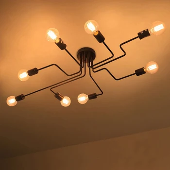 Sodobna stropna svetilka letnik Stropne Luči za življenje spalnica ameriški industrijski black lamparas de techo napeljave za razsvetljavo