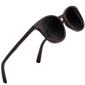 Sončna očala za Moške,Les, sončna Očala UV400 Polarizirana Rjava Krog Oreh Lesene sončna Očala gafas de sol mujer z šatulji