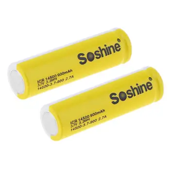 Soshine 2pcs 3,7 V PIS 14500 900mAh Li-ionska Baterija za Polnjenje z Varnostno izpustni Ventil + Prenosne Baterije Polje za Svetilke