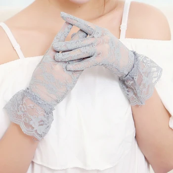 Spomladi in poleti kratke čipke čipke tanke rokavice za zaščito pred soncem vožnje rokavice ženske bonton rokavice ženske