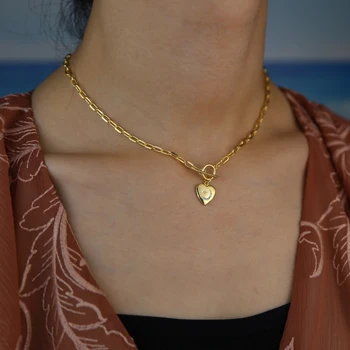 Srce pečatni čar odpri povezavo verige sponke za papir verige ženske modna ogrlica zlato modni nakit