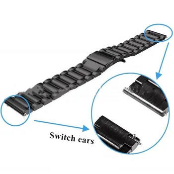 Srebro iz Nerjavečega Jekla Watch Band 18/20/22/24 mm Watch Trak z Stikalo Ušesa za Samsung Prestavi S3 Huawei GT za Quartz uro