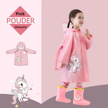 Srčkan Dežni Za Otroke 4 Moda Samorog Vzorec Natisnjene Rainwear Eco-prijazen, brez vonja Otroški dežni Plašč Fantje Dekleta dežni Plašč