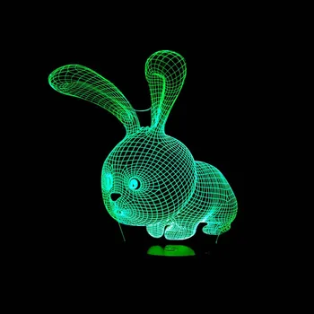 Srčkan Zajec 3D Nočna 7 Barv Spreminjanje Hare Domačo Razsvetljavo namizne Svetilke Spalnica, Otroška Spalna Noč Luč Za Dom Dekor Lučka