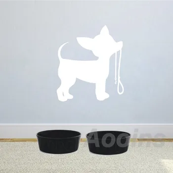 Srčkan Živali Malo Pes Chihuahua Vrvici Vinil Stenske Nalepke Doma Notranjo Opremo Kuža Silhueto Wall Art Decals