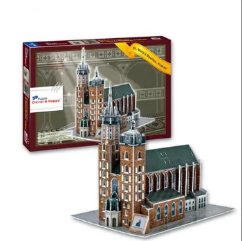 St. Marijino baziliko Krakovu cerkev Učenje 3D Papir DIY Jigsaw 3428 Puzzle Model Izobraževalne Igrače Kompleti za Otroke Fant Darilo Igrača