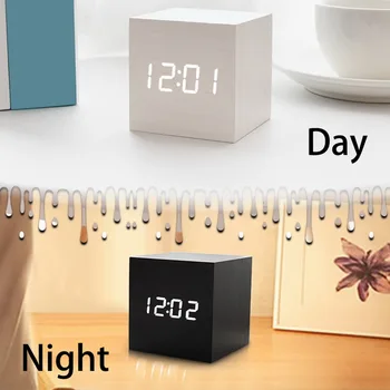 Starinski Slog Lesene LED Alarm Koledar Za Domačo Pisarno Tabela Elektronski Otroci Watch Namizne Digitalne Ure Doma Dekoracijo