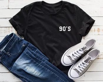Sugarbaby 90. letih Žep Tee Smešno T-Shirt Hipster Tumblr Kratek Sleeve majica s kratkimi rokavi Ženske Graphic Tee 90