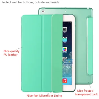 SUREHIN Lepo smart cover za apple ipad pro 9.7 primeru zajema magnetni smart usnjena torbica slim tanek prozoren nazaj zbudi spanje