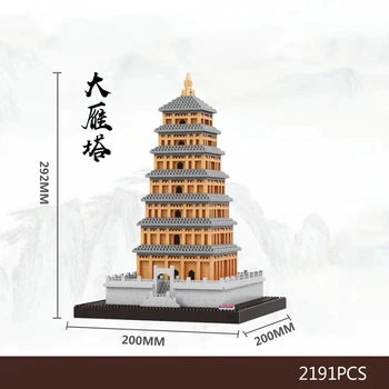 Svetovno znani Kitajska Zgodovinske Arhitekture mikro diamond blok Dajan Pagoda opeke nanobrick zbrati zbiranje igrač za darila