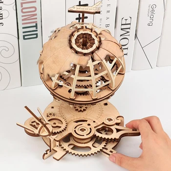 Svetu Lesene Puzzle DIY Mehanske 3D Model Kit,Božično Darilo za Rojstni dan za Ženske,Fantje in Dekleta