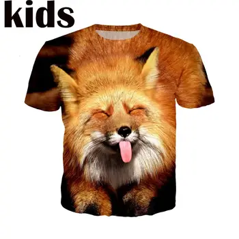 T-shirt 3D Tiskanja Moški Ženske Anime Fox Ulične Živali, Otroke, Risanka T shirt Harajuku OTROCI Baby T-shirt Fant Kratek Rokav E733