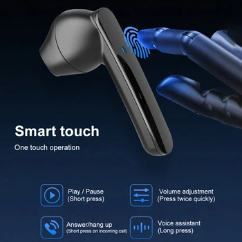 T6 TWS Brezžična tehnologija Bluetooth 5.0 Touch Control Gaming Slušalke Slušalke 9D Stereo Zvok Čepkov Nepremočljiva Športne Slušalke
