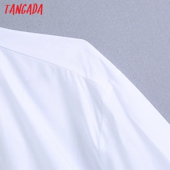 Tangada 2021 Ženske Prevelik Shirt Obleko z Dolgimi Rokavi Ženske Svoboden Mini Obleka Vestidos BE290