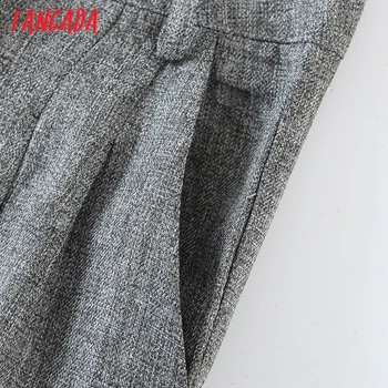 Tangada Moda za Ženske Mozaik Rastlinske Obleko Hlače Trouserspockets Gumbi Urad Dama Hlače Pantalon QB90