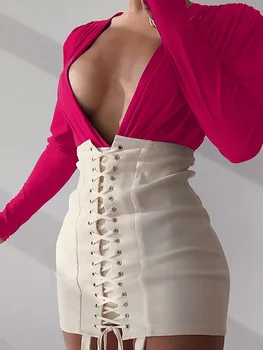 Tesen strappy naguban žensk poletje seksi obleko 2020New dolgo sleeved šivanje satenasto obleko žensk Chiaki Bing mini obleka XL