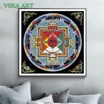 Tibet Thangka Abstraktna Umetnost Slikarstvo Plakatov In Fotografij Platno Cvet Dekor Tibera Mandala Bude, Olje, Platno, Umetniško Slikarstvo Steno