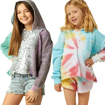 Tie-Dye Otrok, ki so Hoody Prikrivanje Dekleta Sweatshirts Fant Jeseni Kapičastih Pulover Najstnik Vrhnja oblačila Majice 7-14T