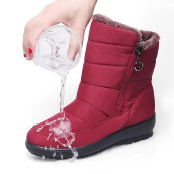 TIMETANG Ženske snow škornji prišlekov debele plišastih zimske čevlje visoke kakovosti nepremočljiva mid-tele čevlji modni zadrgo ženske E236