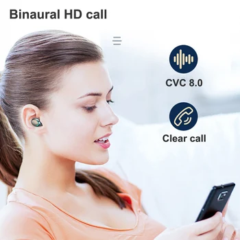 Tws Bluetooth Slušalke 5.0 Brezžični Šport Iger na srečo za Zmanjšanje Hrupa Brezžični Čepkov 2000mAh Moči Banke Bluetooth Slušalke