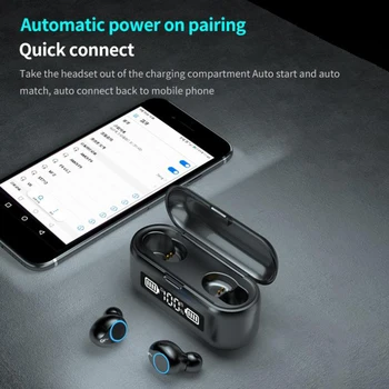 TWS Brezžična tehnologija Bluetooth 5.1 Slušalke z Dotikom Kontrolne HiFi Stereo LCD-Zaslon