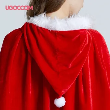UGOCCAM Božič Hoodies Plašč X-Dolgo Letnik Stranka Cape Femme Odprite Šiv Čipke Pasja Capa Božični Kostumi poncho ženske