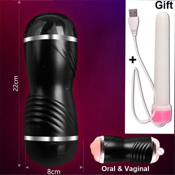 Umetne vagine & Ustni Dual channel Masturbator za človeka Žep Sex Vagina pravi muco Odraslih igrač za moške Masturbacija Blowjob
